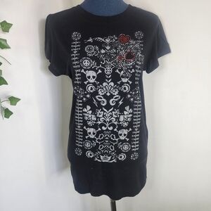 Geri C New York Black T Shirt with Skull Design